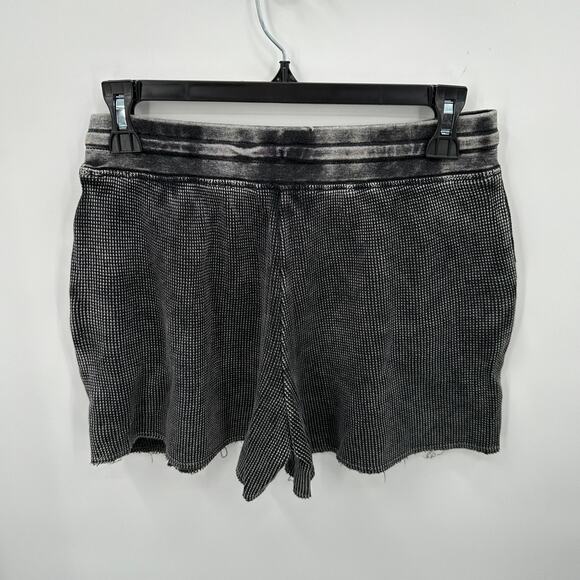 SPLENDID NWT Mineral Wash Waffle Knit Drawstring Shorts in Black  // XS - Picture 9 of 10